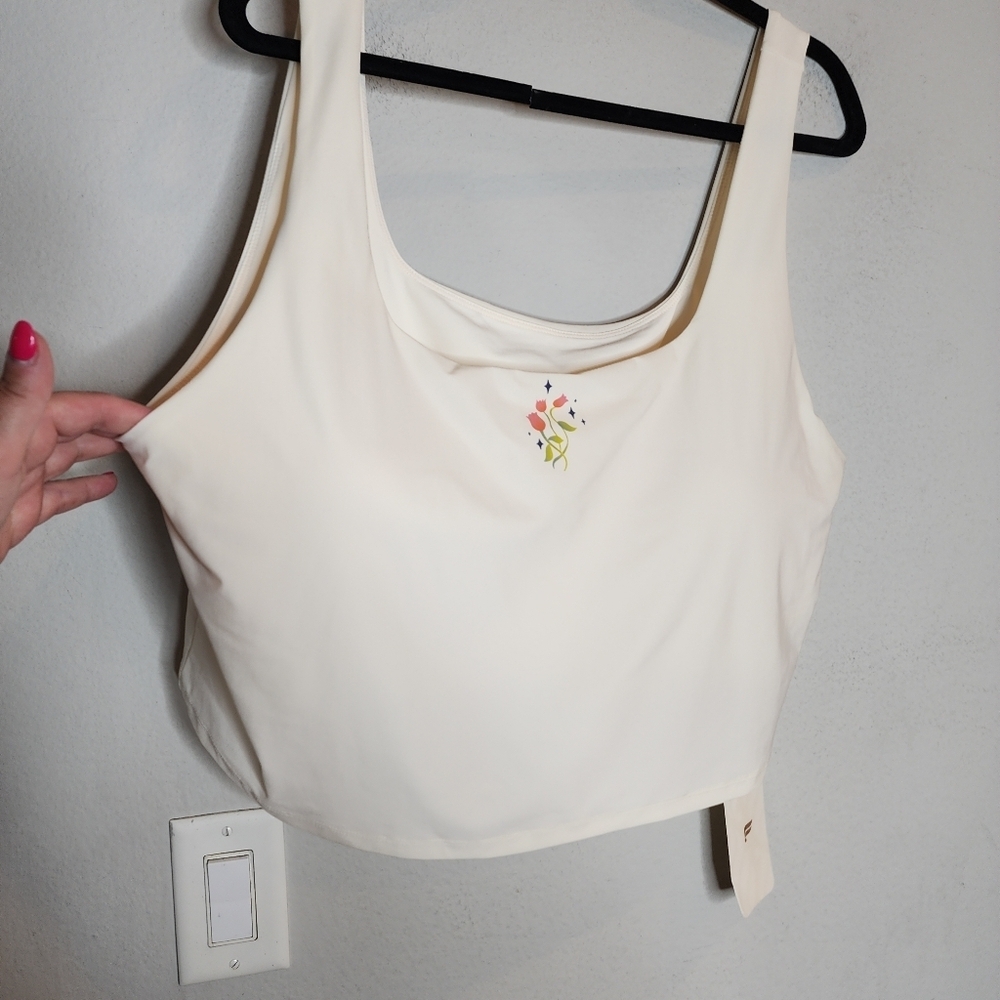 NWT Fabletics Cream Floral Lydia Built-In‎ Bra Tank women's size 4X